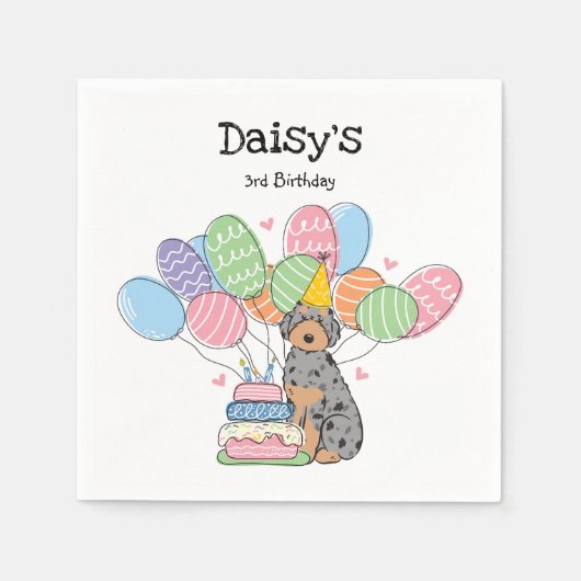 Serviette En Papier Blue Merle Aussiedoodle Chien Anniversaire Papier (Devant)