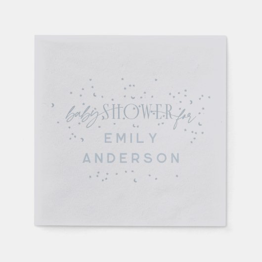 Serviette En Papier Blue Modern Arc en ciel et étoiles Baby shower ble (Devant)