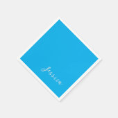 Serviette En Papier Blue Modern Elegant Plain Simple Professional Name (Coin)