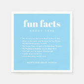 Serviette En Papier Blue Modern Minimal Fun Facts Anniversaire Année (Devant)