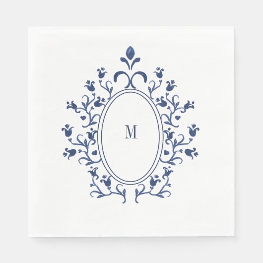 Serviette En Papier Blue Monogram (Devant)