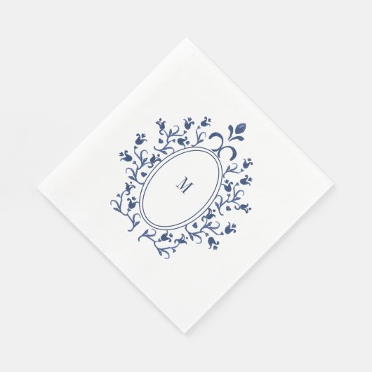 Serviette En Papier Blue Monogram (Coin)