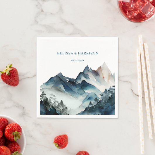 Serviette En Papier Blue Mountains Rustic Mariage (En situation)