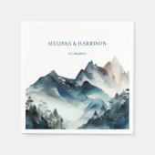 Serviette En Papier Blue Mountains Rustic Mariage (Devant)