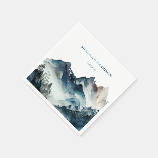 Serviette En Papier Blue Mountains Rustic Mariage (Coin)