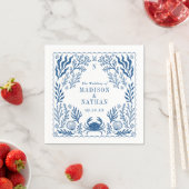 Serviette En Papier Blue Nautical Crab Shell Ocean Beach Wedding (En situation)