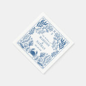 Serviette En Papier Blue Nautical Crab Shell Ocean Beach Wedding (Coin)