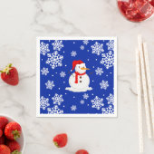 Serviette En Papier Blue noël Snowman Snowflakes (En situation)