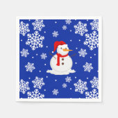 Serviette En Papier Blue noël Snowman Snowflakes (Devant)