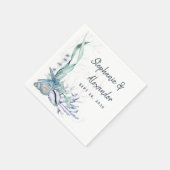 Serviette En Papier Blue Ocean Beach Seashs Mariage d'aquarelle (Coin)