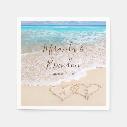 Serviette En Papier Blue Ocean Waves Plage tropicale Mariage (Devant)
