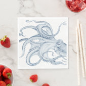 Serviette En Papier Blue Octopus Cephalopode Kraken Ink (En situation)