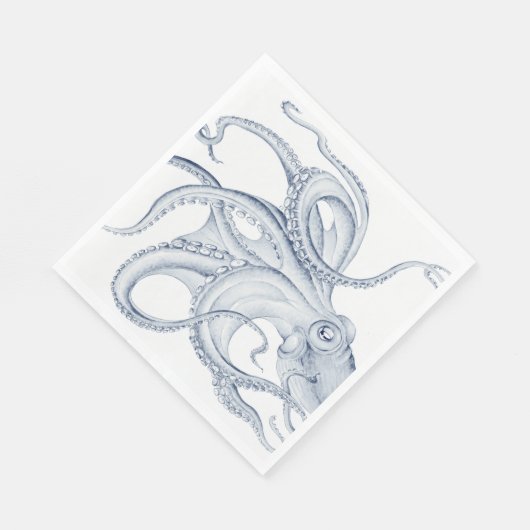 Serviette En Papier Blue Octopus Cephalopode Kraken Ink (Coin)