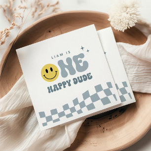 Serviette En Papier Blue ONE Happy Dude fête d'anniversaire serviettes