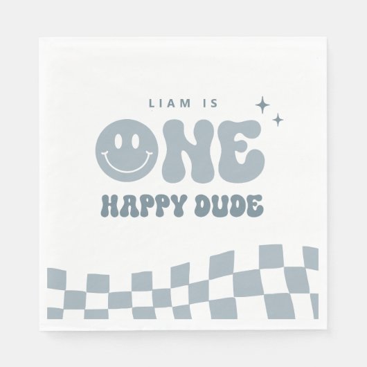 Serviette En Papier Blue ONE Happy Dude fête d'anniversaire serviettes (Devant)