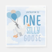 Serviette En Papier Blue One Silly Goose 1er anniversaire (Devant)