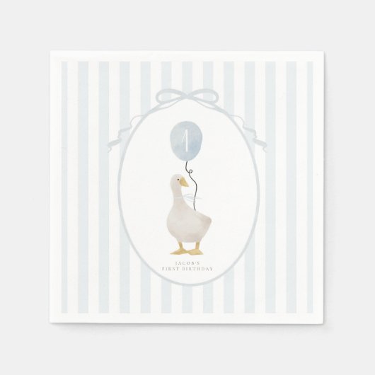 Serviette En Papier Blue One Silly Goose Anniversaire partie serviette (Devant)