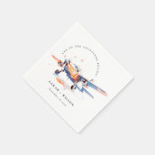 Serviette En Papier Blue Orange Blush Aquarelle Air Plane Mariage (Coin)