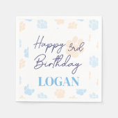 Serviette En Papier Blue Orange Dog Empreinte de patte Bonne fête d'an (Devant)