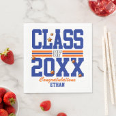 Serviette En Papier Blue|Orange Graduation Class Year (En situation)