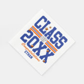 Serviette En Papier Blue|Orange Graduation Class Year (Coin)