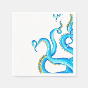 Serviette En Papier Blue Orange Tentacles