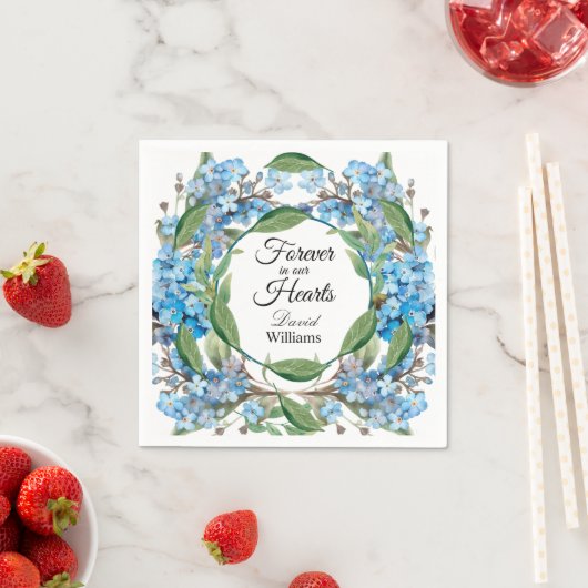 Serviette En Papier Blue Oubliez Moi Pas Fleurs Funérailles (En situation)