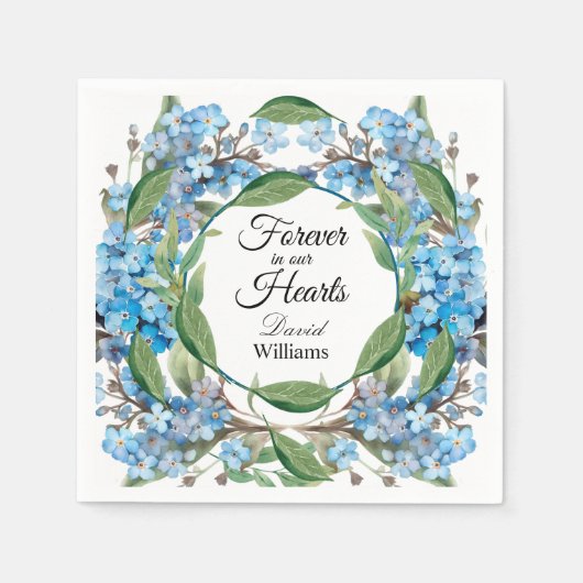 Serviette En Papier Blue Oubliez Moi Pas Fleurs Funérailles (Devant)