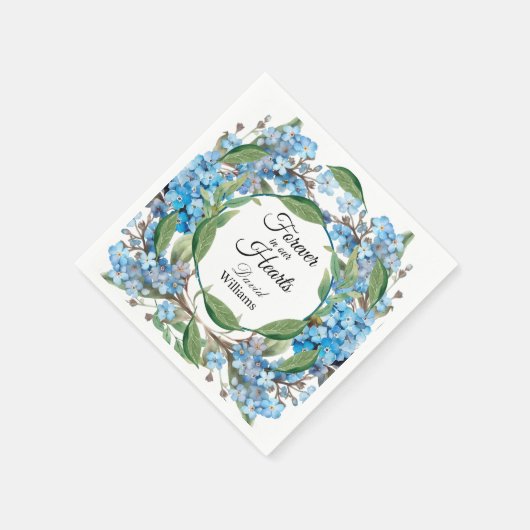 Serviette En Papier Blue Oubliez Moi Pas Fleurs Funérailles (Coin)