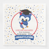 Serviette En Papier Blue Owl Kindergarten Graduation Napkin (Devant)