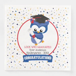 Serviette En Papier Blue Owl Kindergarten Graduation Napkin