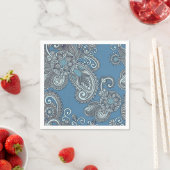 Serviette En Papier Blue Paisley Cocktail Napkins (En situation)