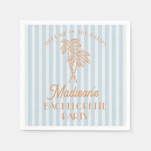Serviette En Papier Blue Palm Spring Pastel Beach Bachelorette Party (Devant)