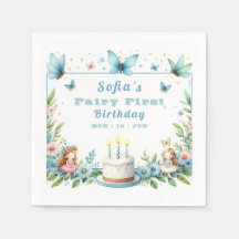 Blue Pastel Butterfly Fairy First Birday -