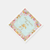 Serviette En Papier Blue Pastel Gold Baroque Rococo Joyeux anniversair (Coin)