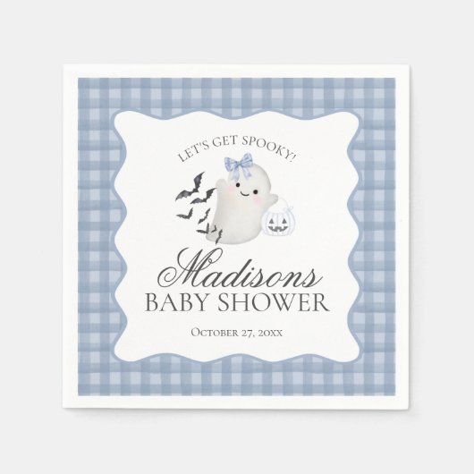 Serviette En Papier Blue Pastel Little Boo Ghost Baby Shower Dessert (Devant)