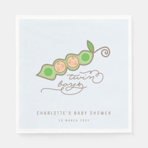 Serviette En Papier Blue Peas dans Pod Twin Boys Baby shower Party