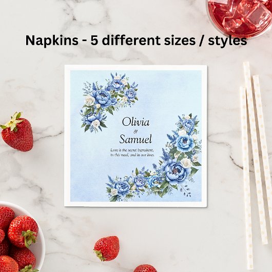 Serviette En Papier Blue Peony sur Blue Cocktail