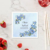 Serviette En Papier Blue Peony sur Blue Cocktail (En situation)