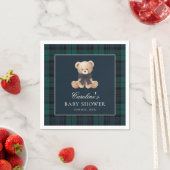 Serviette En Papier Blue Plaid Teddy Bear Baby Shower Napkins (En situation)