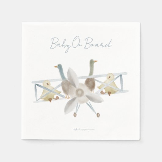 Serviette En Papier Blue Plane Baby Shower Napkins (Devant)