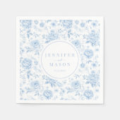 Serviette En Papier Blue Porcelain Chinoiserie Floral Mariage (Devant)