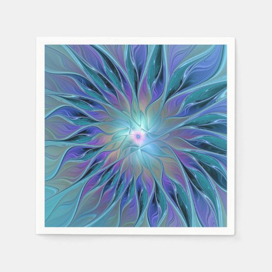 Serviette En Papier Blue Purple Flower Dream Abstrait Fractal Art (Devant)
