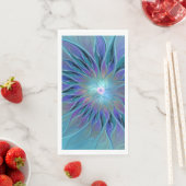 Serviette En Papier Blue Purple Flower Dream Abstrait Fractal Art (En situation)