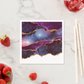 Serviette En Papier Blue & Purple Space & Stars Agate moderne (En situation)