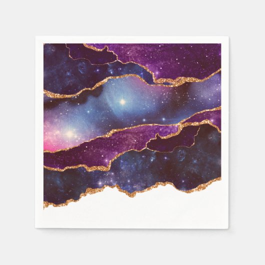 Serviette En Papier Blue & Purple Space & Stars Agate moderne (Devant)