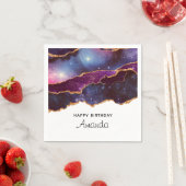 Serviette En Papier Blue & Purple Space & Stars Moderne Agate Annivers (En situation)