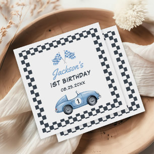 Serviette En Papier Blue Race Car Boy 1er Anniversaire