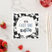 Serviette En Papier Blue Race Car Fast Un 1er anniversaire fête (En situation)