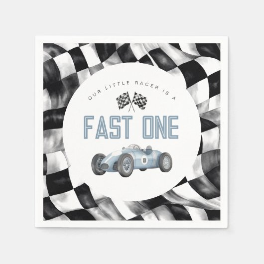 Serviette En Papier Blue Race Car Fast Un 1er anniversaire fête (Devant)
